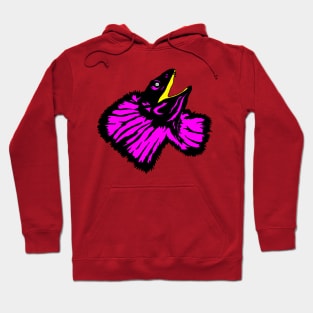 Stylized Neon Pink Frilled-neck Lizard Hoodie